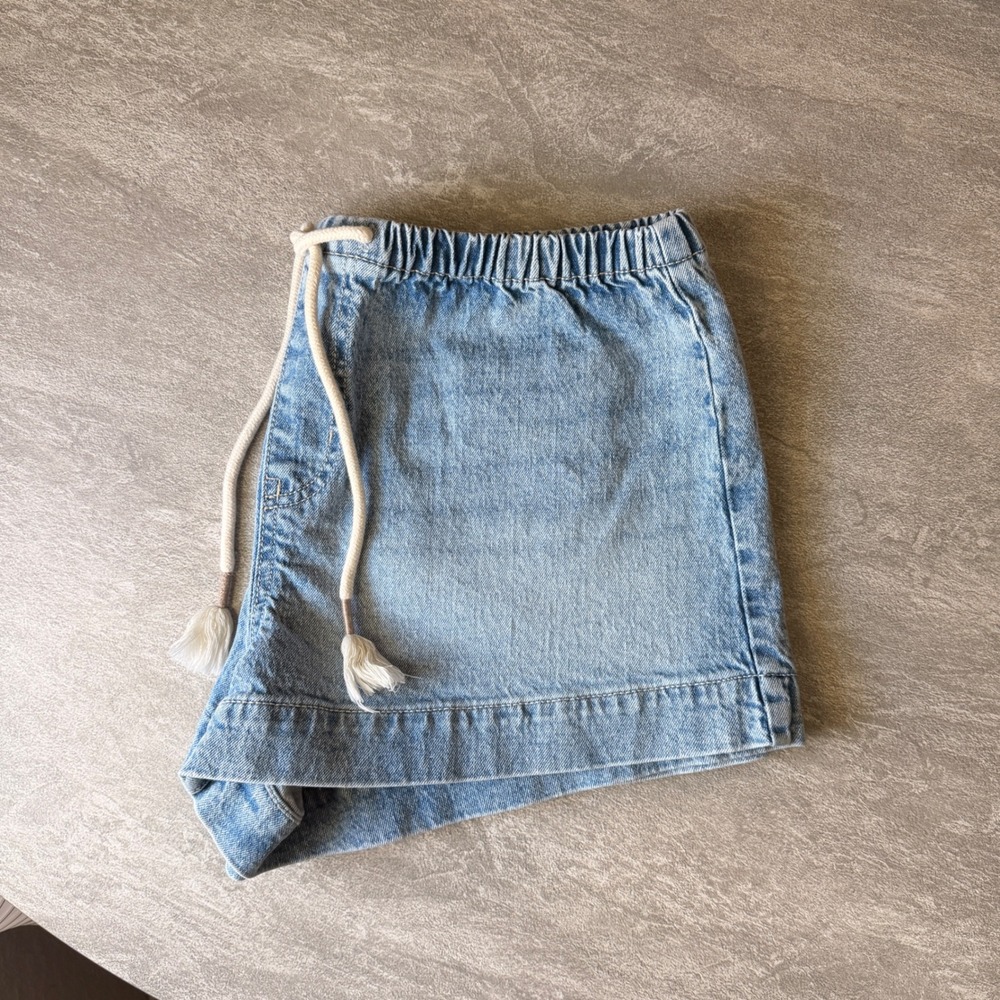 Celebrity Pink Denim Drawstring Shorts Size M Coastal Beachy Summer Boho - Picture 3 of 4